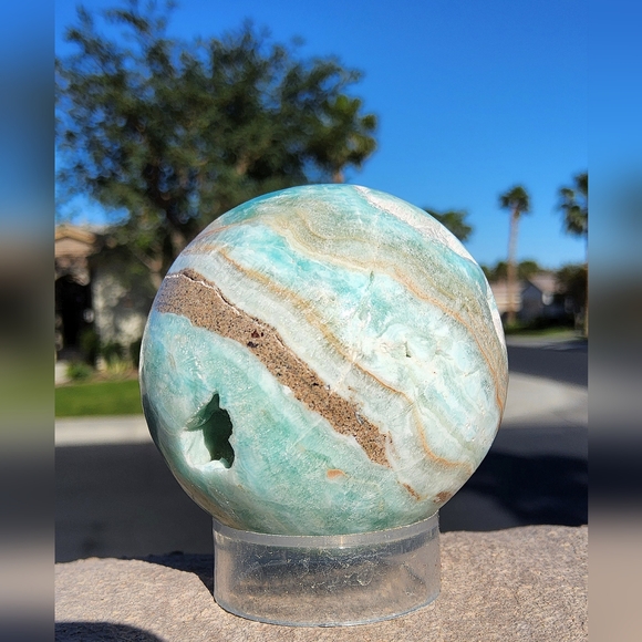 Calming Blue Aragonite Sphere with Lots of Druzy - Picture 13 of 16